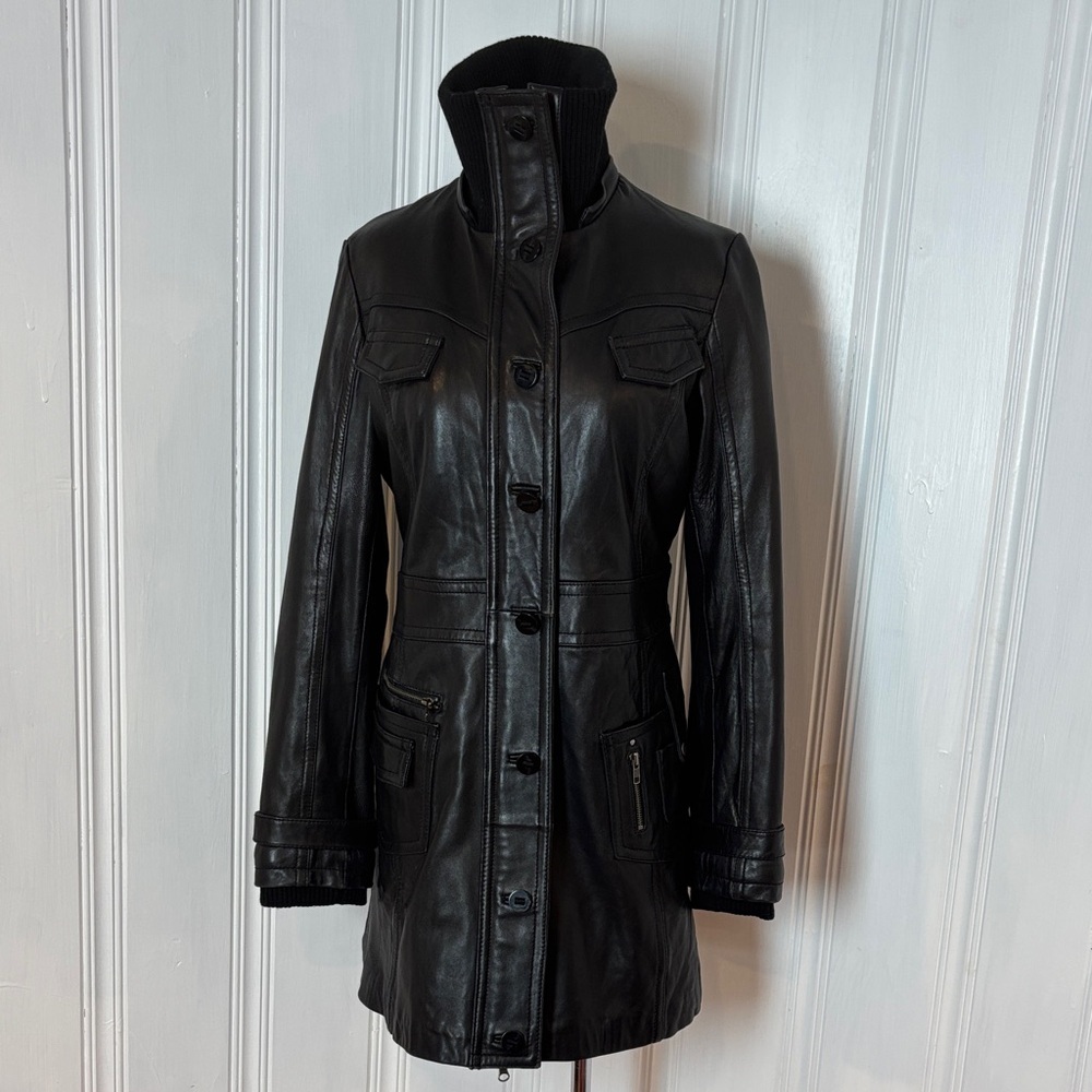 MISS TOP GUN Black Genuine Leather Coat | XL | Luxe Italian Leather